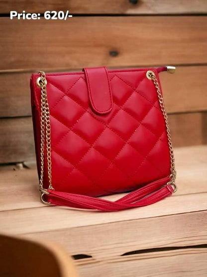 Trendy Quilted Shoulder Bag with Chain Strap