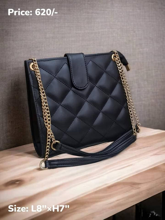 Trendy Quilted Shoulder Bag with Chain Strap