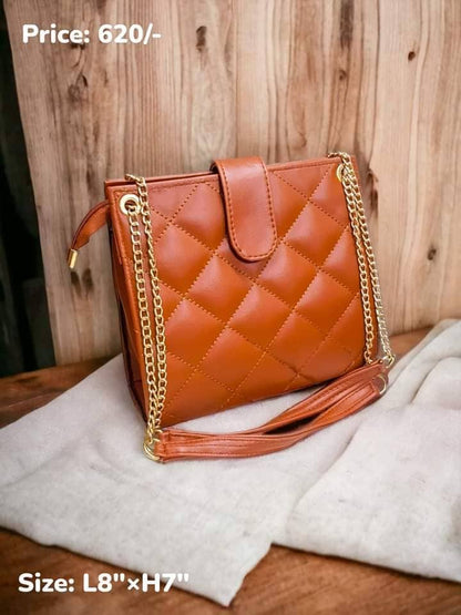 Trendy Quilted Shoulder Bag with Chain Strap