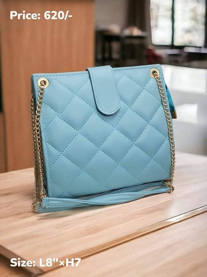 Trendy Quilted Shoulder Bag with Chain Strap